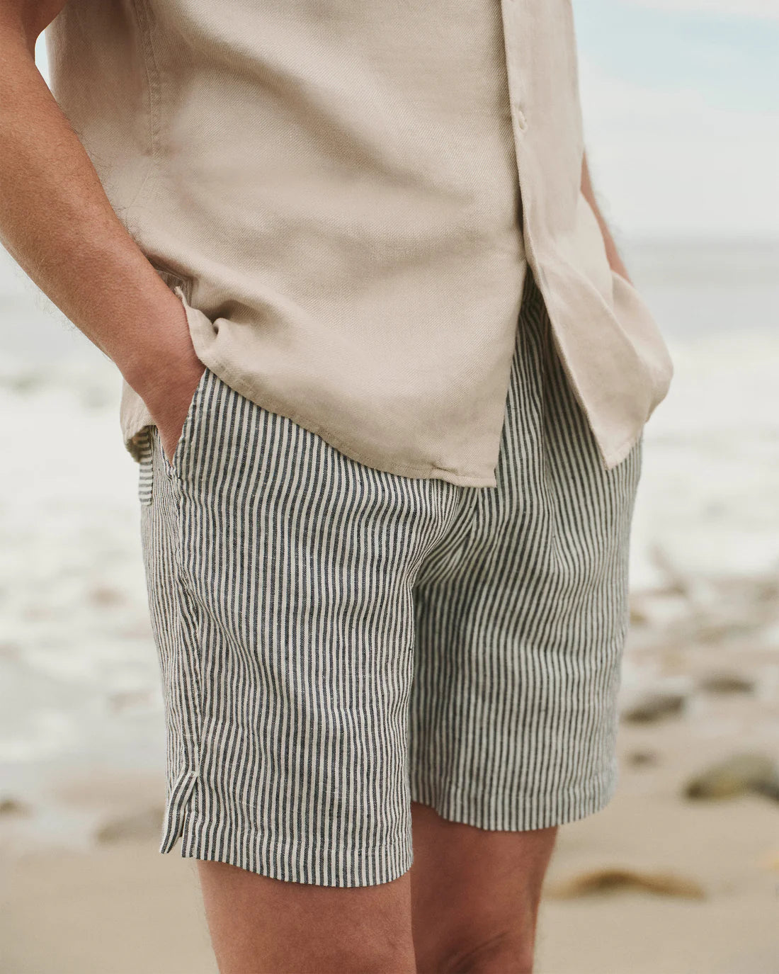 Bo Linen Drawstring Short - Lines