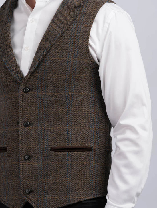 Irish Tweed Waistcoat - Brown Hunting Plaid