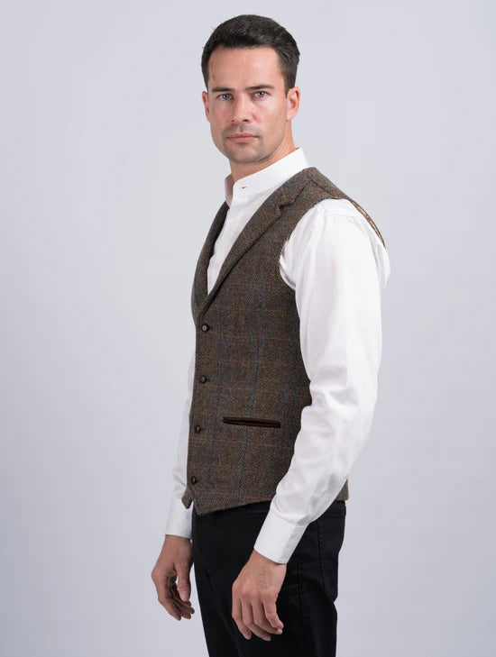 Irish Tweed Waistcoat - Brown Hunting Plaid
