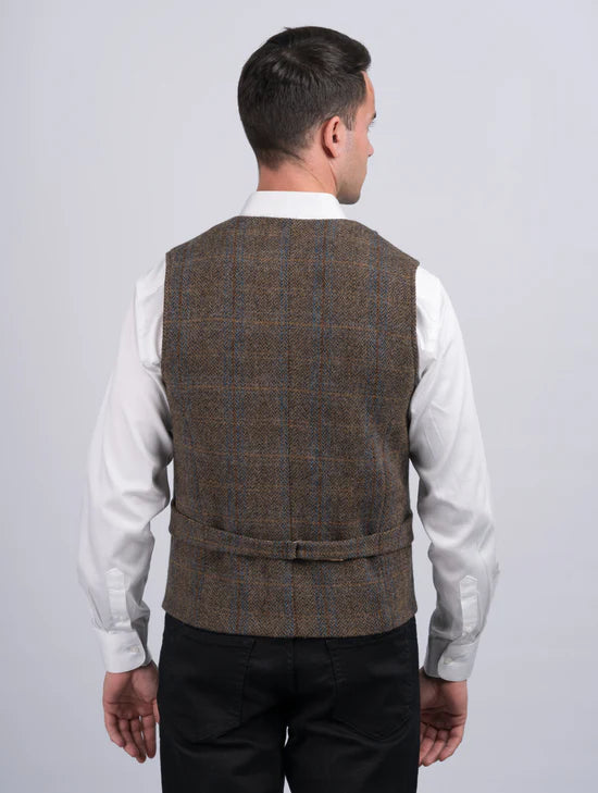 Irish Tweed Waistcoat - Brown Hunting Plaid