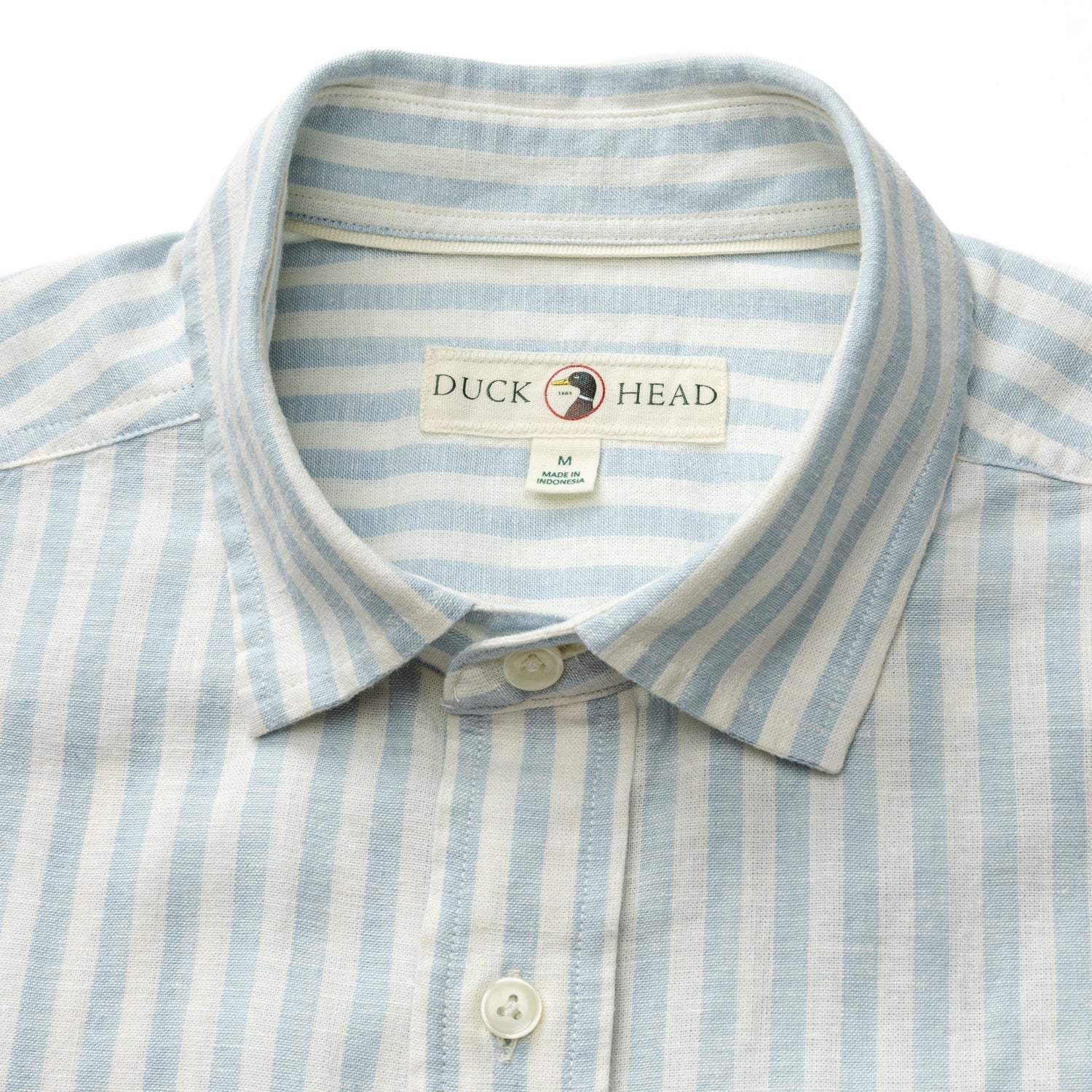 Short Sleeve Linen Cotton Oxford Sport Shirt - Baxter Sky Blue Stripe