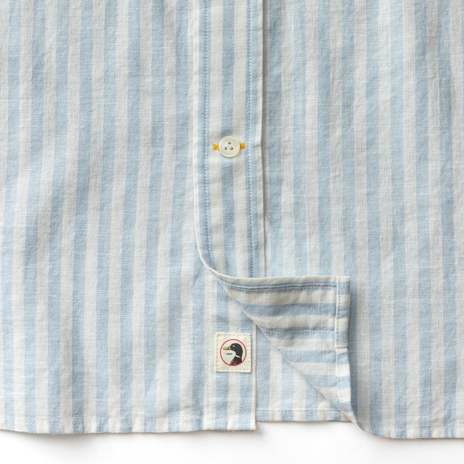 Short Sleeve Linen Cotton Oxford Sport Shirt - Baxter Sky Blue Stripe