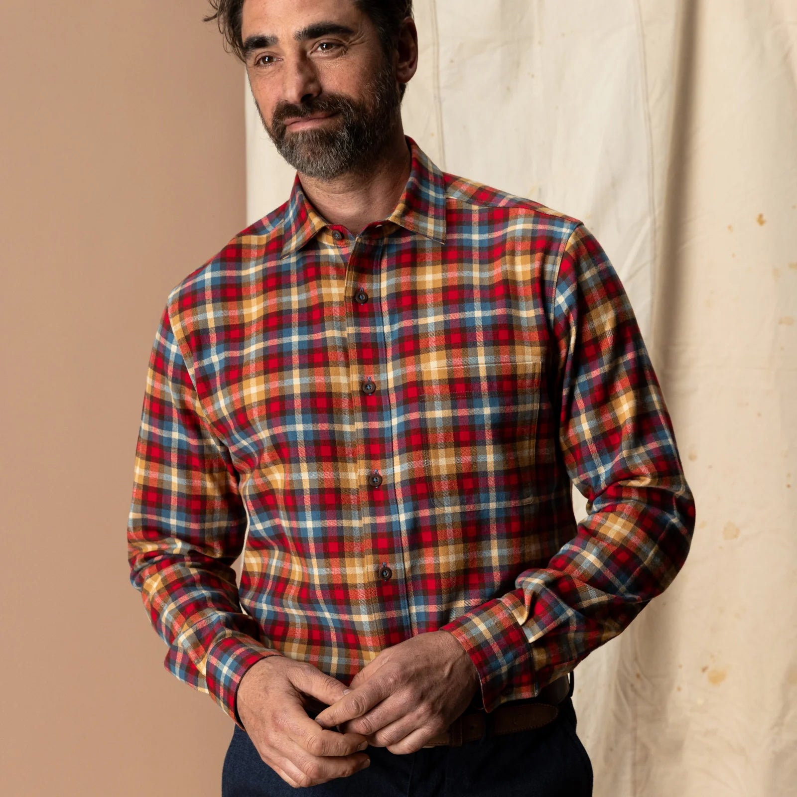 Flannel Sport Shirt - Pomegranate