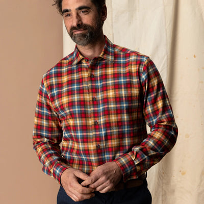 Flannel Sport Shirt - Pomegranate