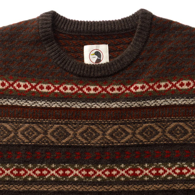 Birch Fair Isle Crewneck Sweater - Espresso Brown