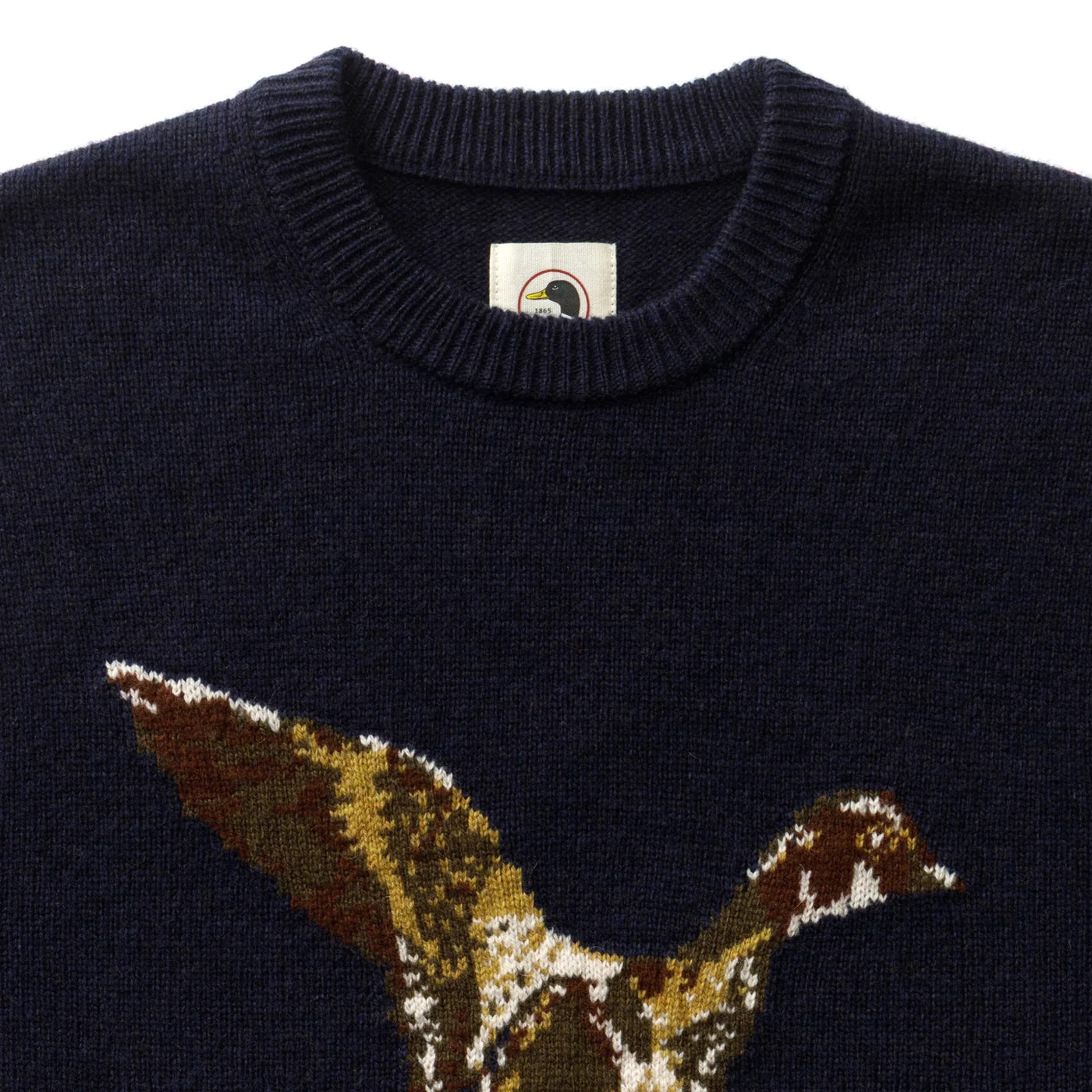 Flying Wood Duck Crewneck Sweater - Deep Navy