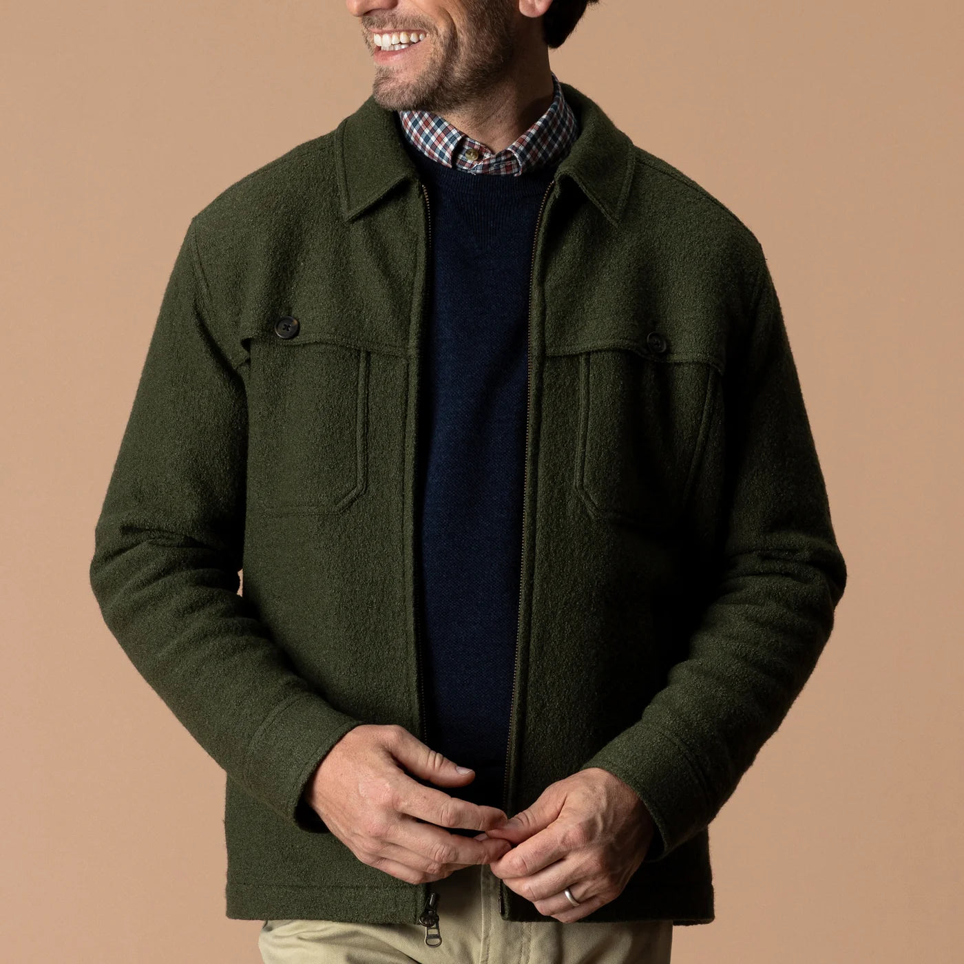 Boiled Wool Jacket - Dark Forest