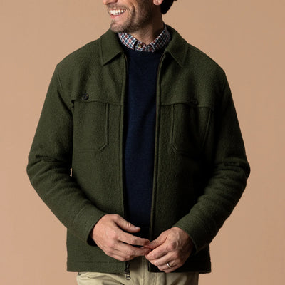 Boiled Wool Jacket - Dark Forest