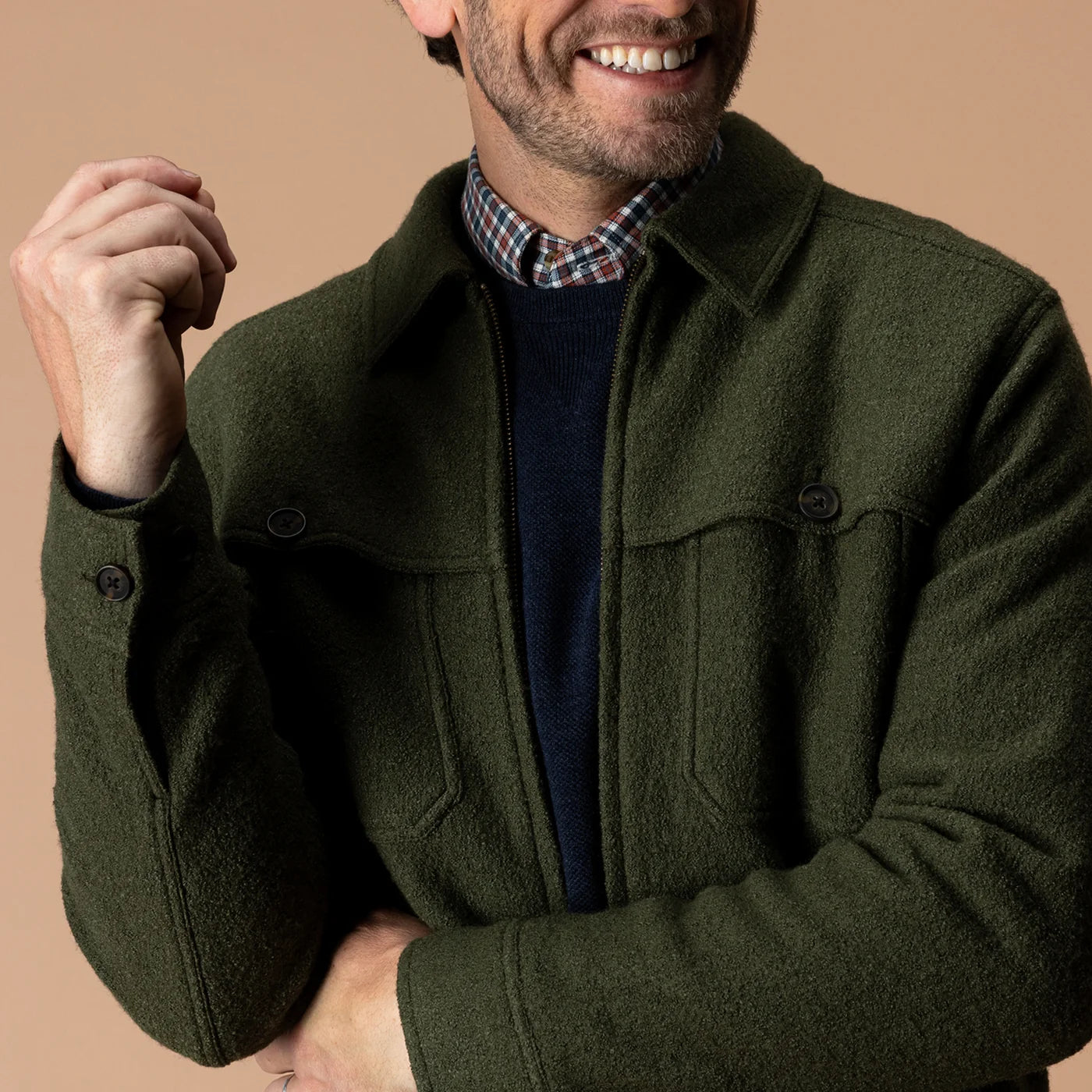 Boiled Wool Jacket - Dark Forest