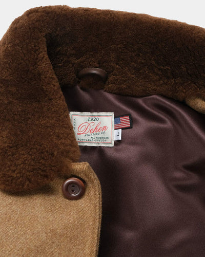 Winston Jacket w/ Mouton Collar - Dark Tan & Mahogany