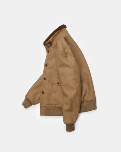 Winston Jacket w/ Mouton Collar - Dark Tan & Mahogany