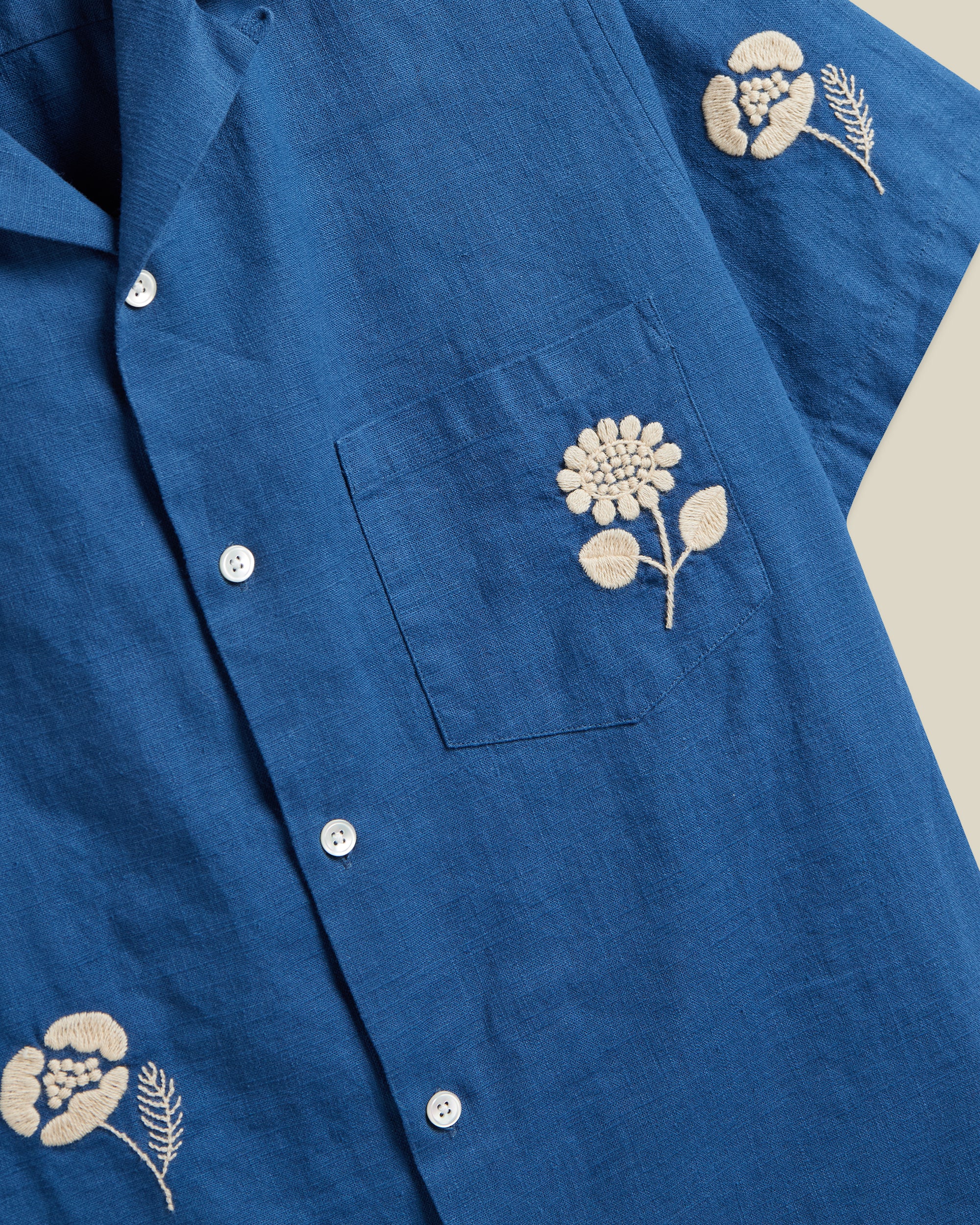 Embroidery Nature Ramie- Blue