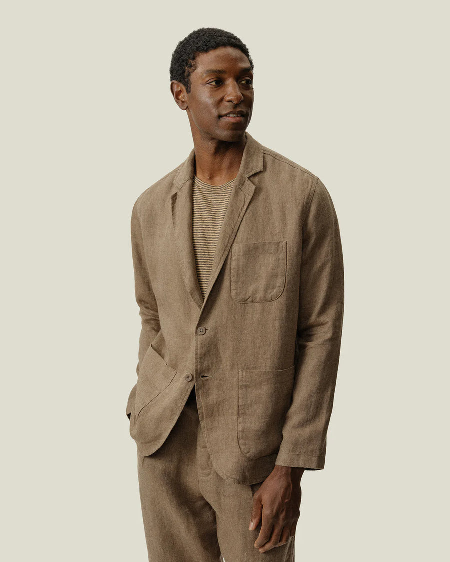 Alta Unstructured Linen Blazer - Chai Twill