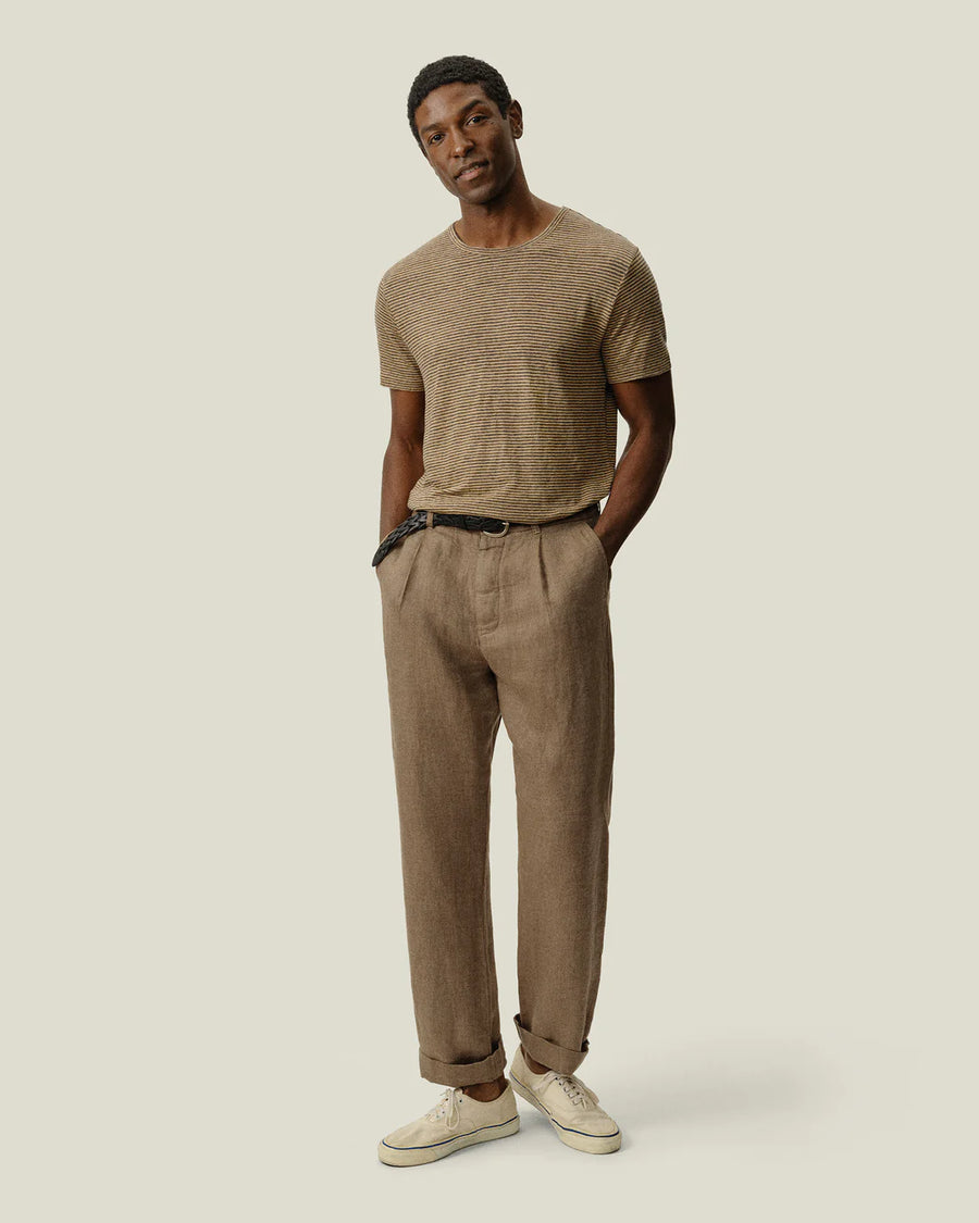 Alta Pleated Linen Trousers - Chai Twill