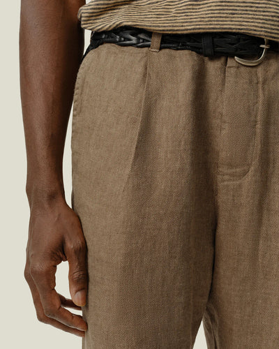 Alta Pleated Linen Trousers - Chai Twill