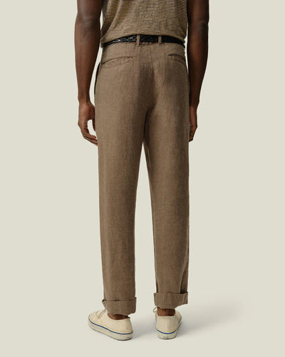 Alta Pleated Linen Trousers - Chai Twill