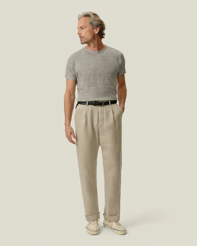 Alta Pleated Linen Trousers - Natural Twill