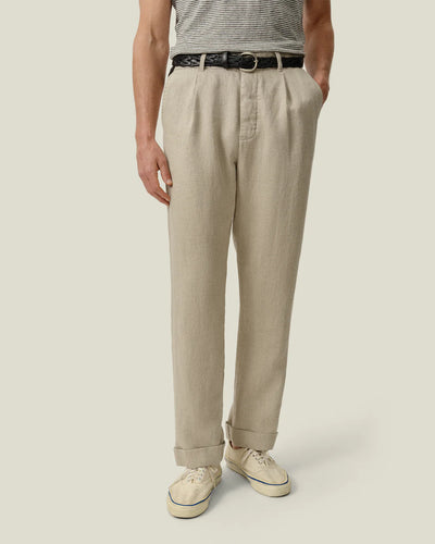 Alta Pleated Linen Trousers - Natural Twill