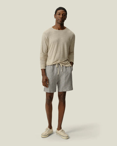 Bo Linen Drawstring Short - Lines