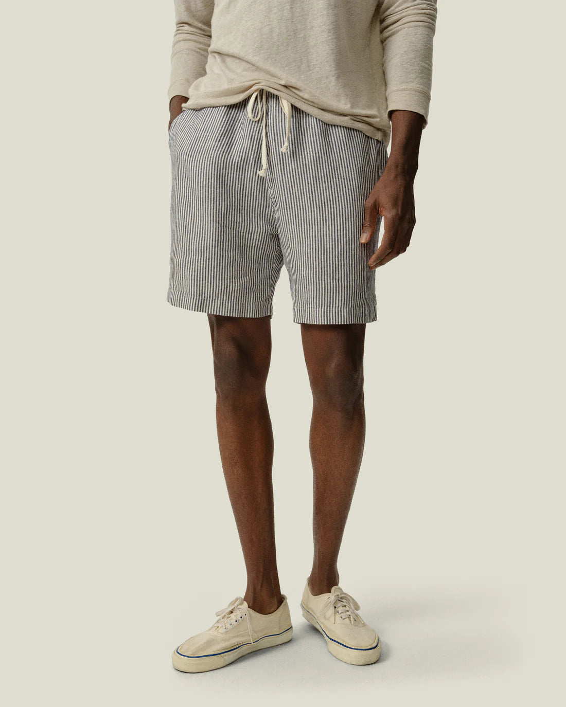 Bo Linen Drawstring Short - Lines