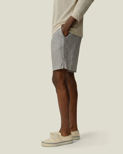 Bo Linen Drawstring Short - Lines