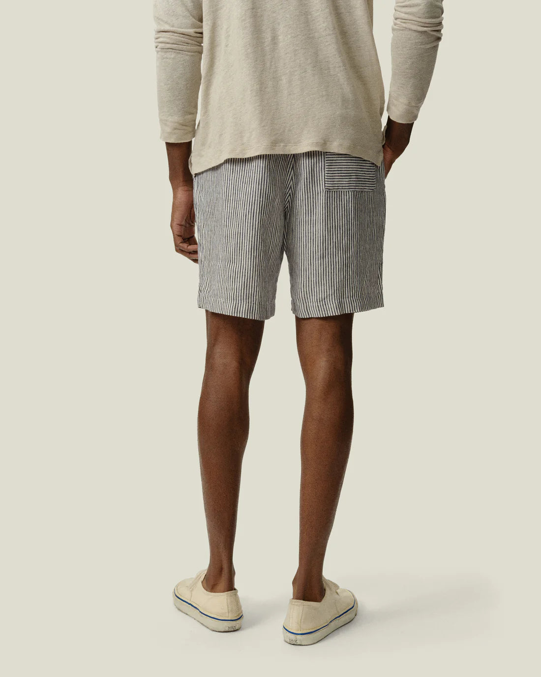 Bo Linen Drawstring Short - Lines
