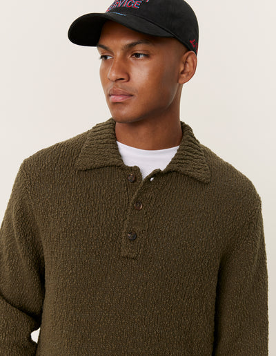 Errol Knit Cotton Rugby - Olive Night