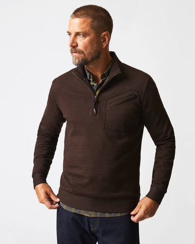 Quilted Half Zip - Chocolate