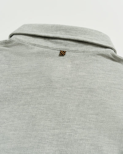 Long Sleeve Herringbone Polo - Light Gray