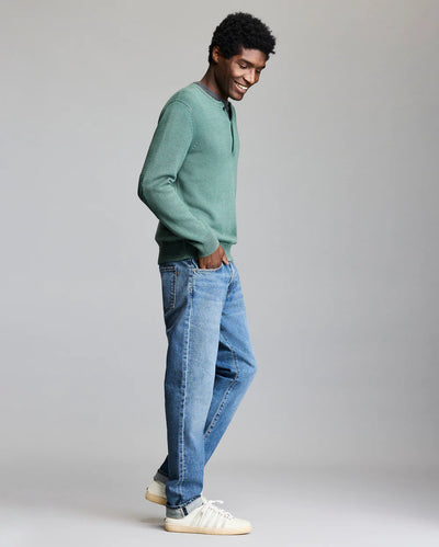 Garment-Dyed Henley Sweater - Jungle Green