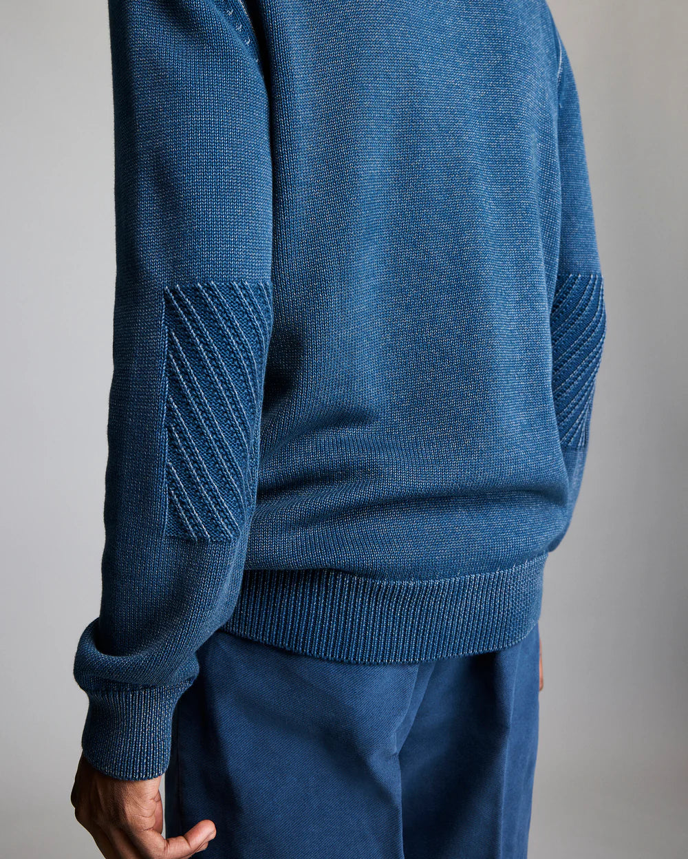 Garment-Dyed Henley Sweater - Tide Blue