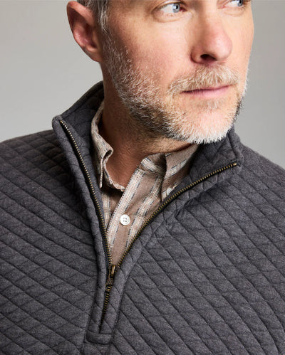 Diamond Quilt Half Zip - Black