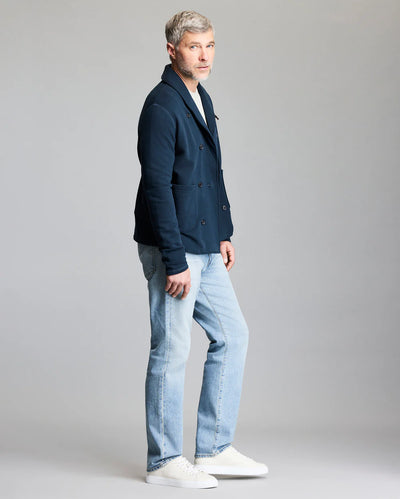 John French Terry Cotton Shawl Cardigan - Carbon Blue