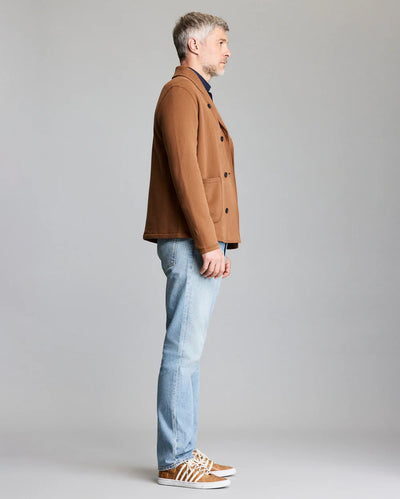 John French Terry Cotton Shawl Cardigan - Oak Brown