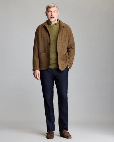 Wool Herringbone Chore Coat - Olive Herringbone
