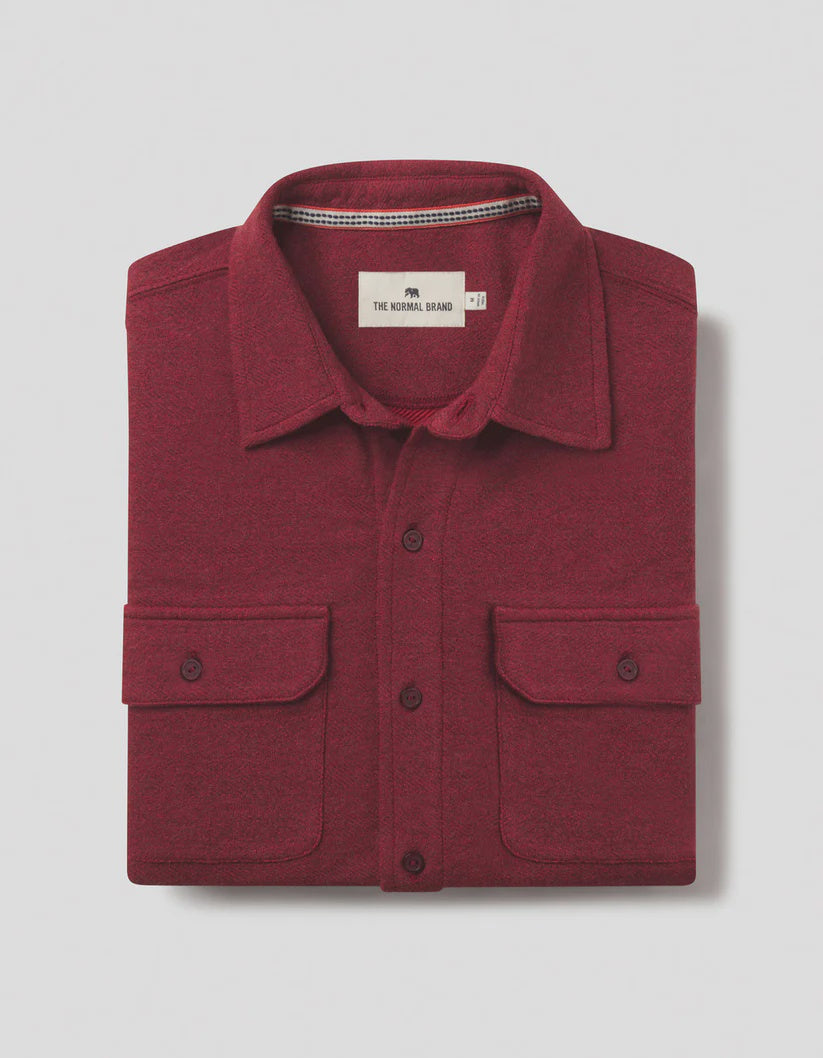 Textured Knit Button Down - Scarlet