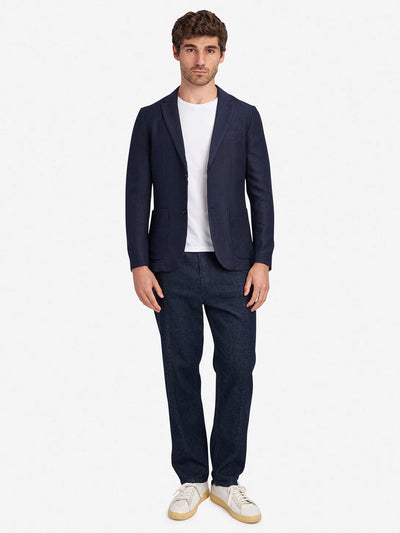 Perry Herringbone Blazer - Dark Navy