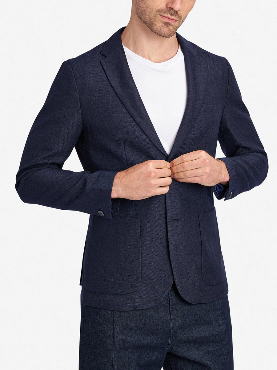 Perry Herringbone Blazer - Dark Navy