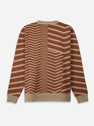 Village Herringbone Knit Pullover - Burnt Brick Heather