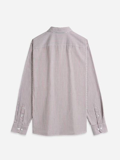 Fulton Stripe Oxford Shirt - Burgundy & White Stripe
