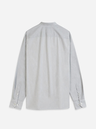 Aleks Stripe  Poplin Shirt - Light Grey & White Stripe