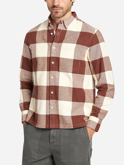 Vance Check Flannel Shirt - Brick & Ivory