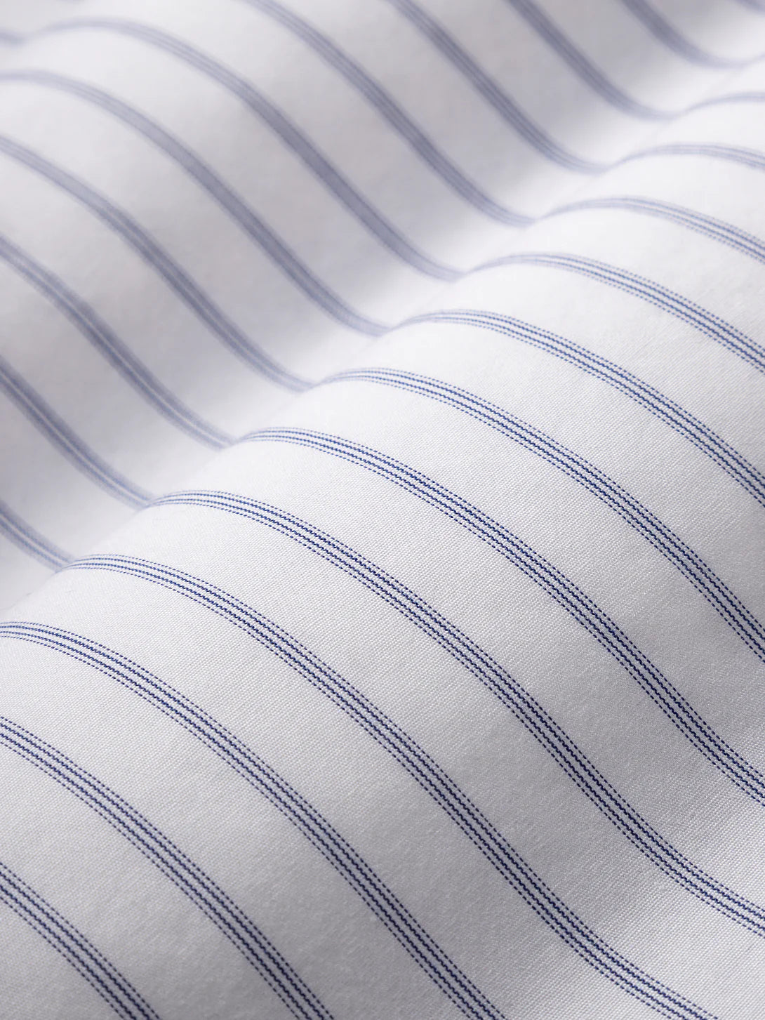 Arthur Track Stripe Shirt - Bright White & Mid Blue