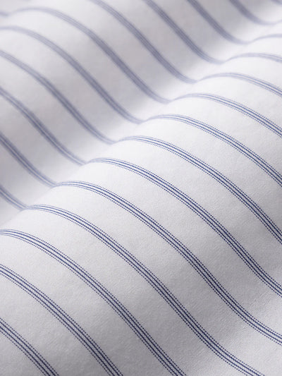 Arthur Track Stripe Shirt - Bright White & Mid Blue