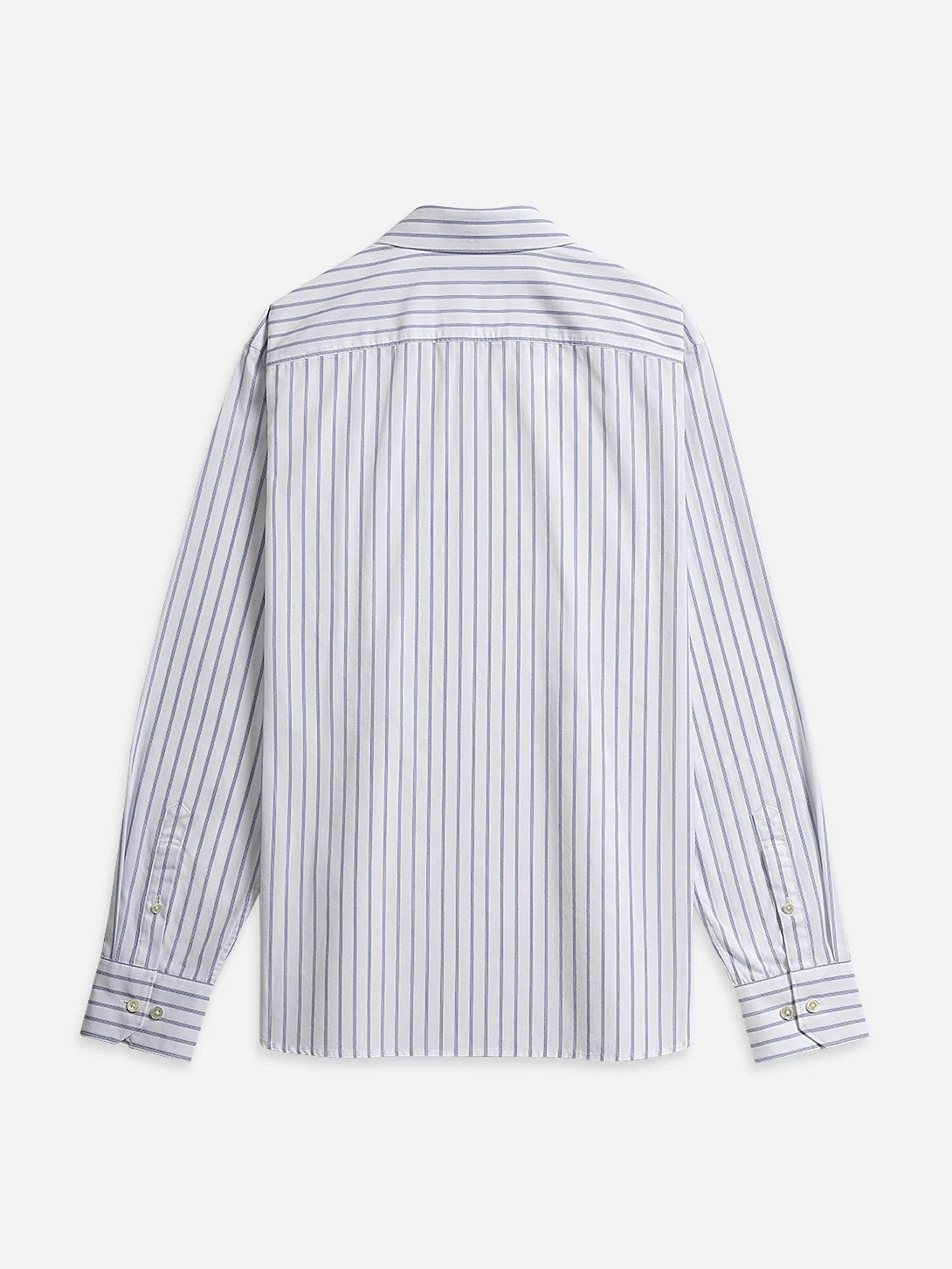 Arthur Track Stripe Shirt - Bright White & Mid Blue