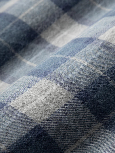 Fulton Flannel Check Shirt - Light Grey & Mid Blue