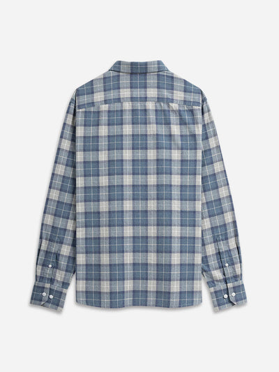 Fulton Flannel Check Shirt - Light Grey & Mid Blue