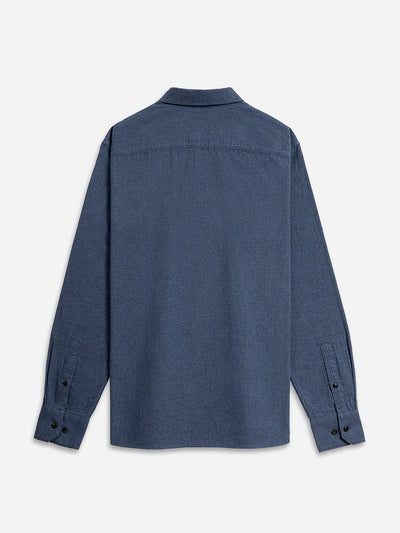 Fulton Heather Flannel Shirt - Dark Blue