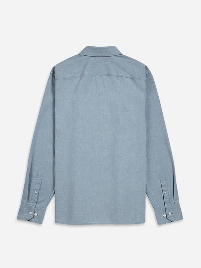 Arik Houndstooth Shirt - Mid Blue & Bright White