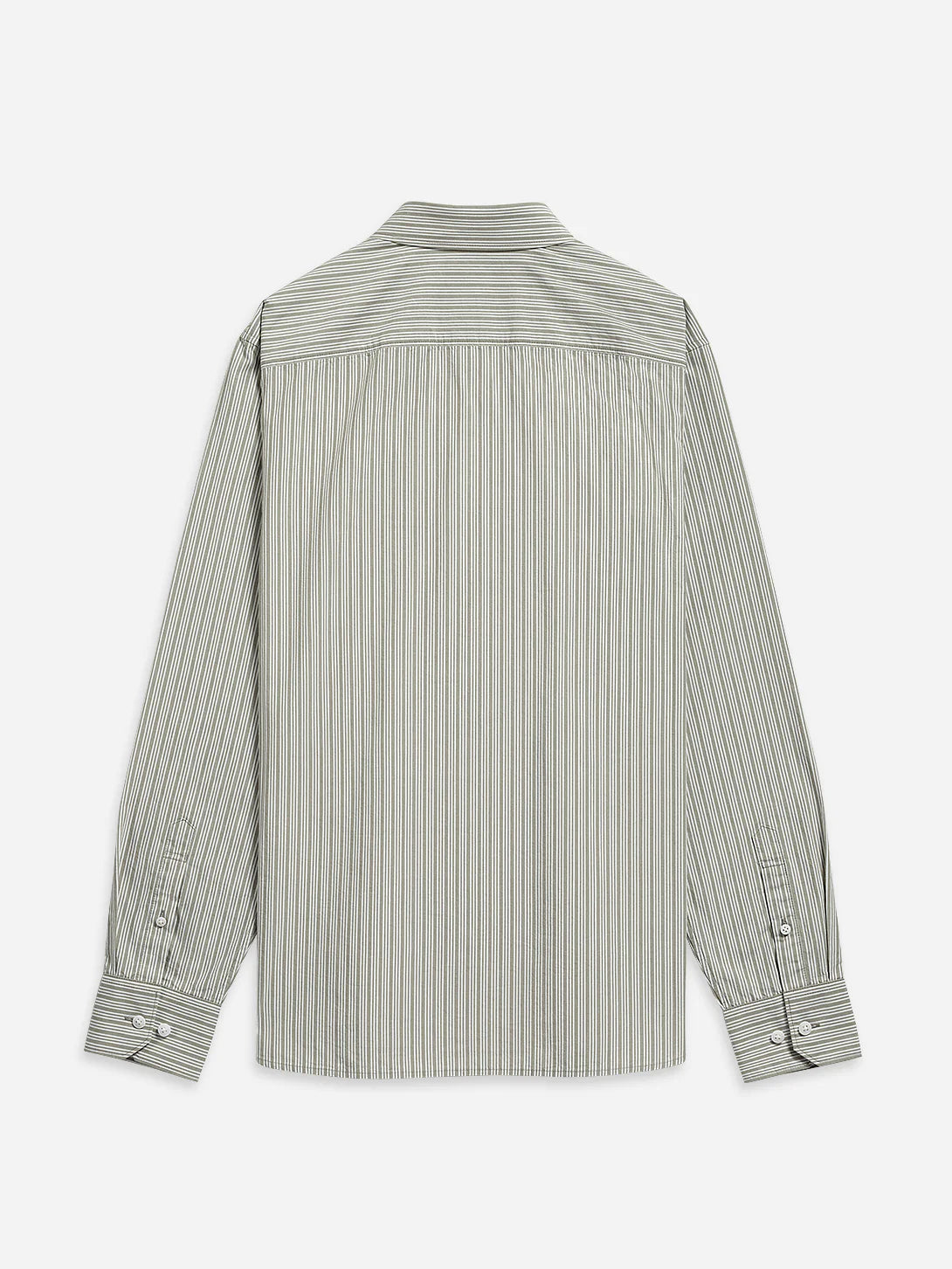 Adrian Pencil Stripe Shirt - Off White & Seagrass